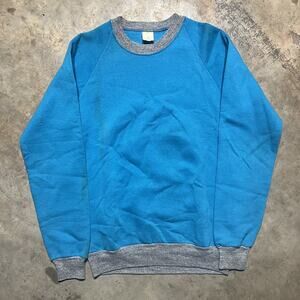 Vintage 70s Blank Blue/Grey Two Tone Raglan Sweatshirt